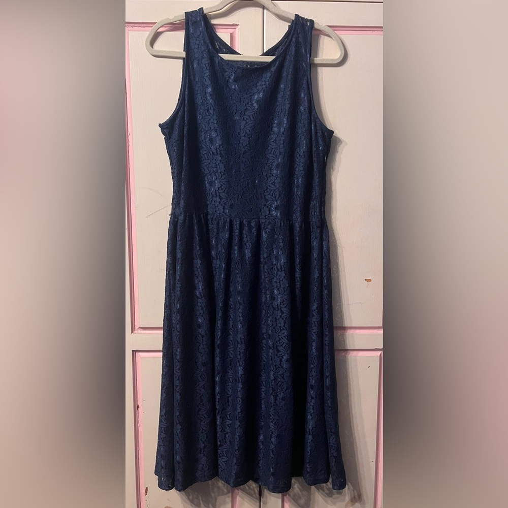 Covington Navy Lace Midi Dress